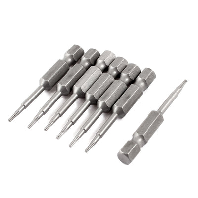 Harfington 7mm Shank Diameter 1.2mm Point T5 Metal Torx Screwdriver Bit Handy Tool Gray 50mm 2" Long 7pcs