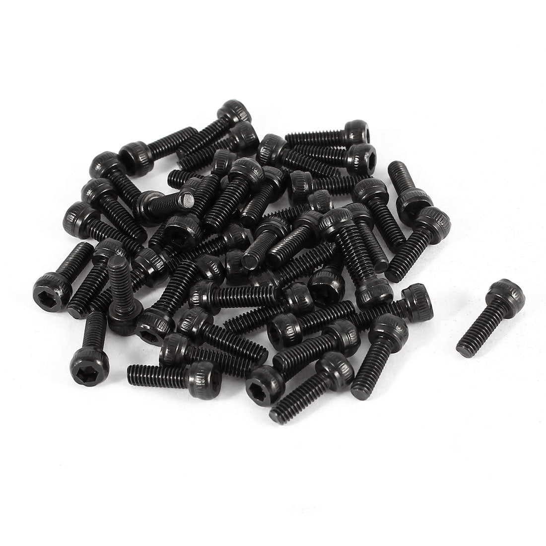Harfington 50 Pcs 12.9 Steel Alloy Hex Socket Pan Head Knurled Cap Screw Bolt M2.5x7