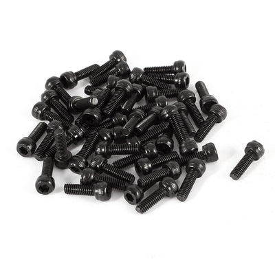 Harfington 50 Pcs 12.9 Steel Alloy Hex Socket Pan Head Knurled Cap Screw Bolt M2.5x7