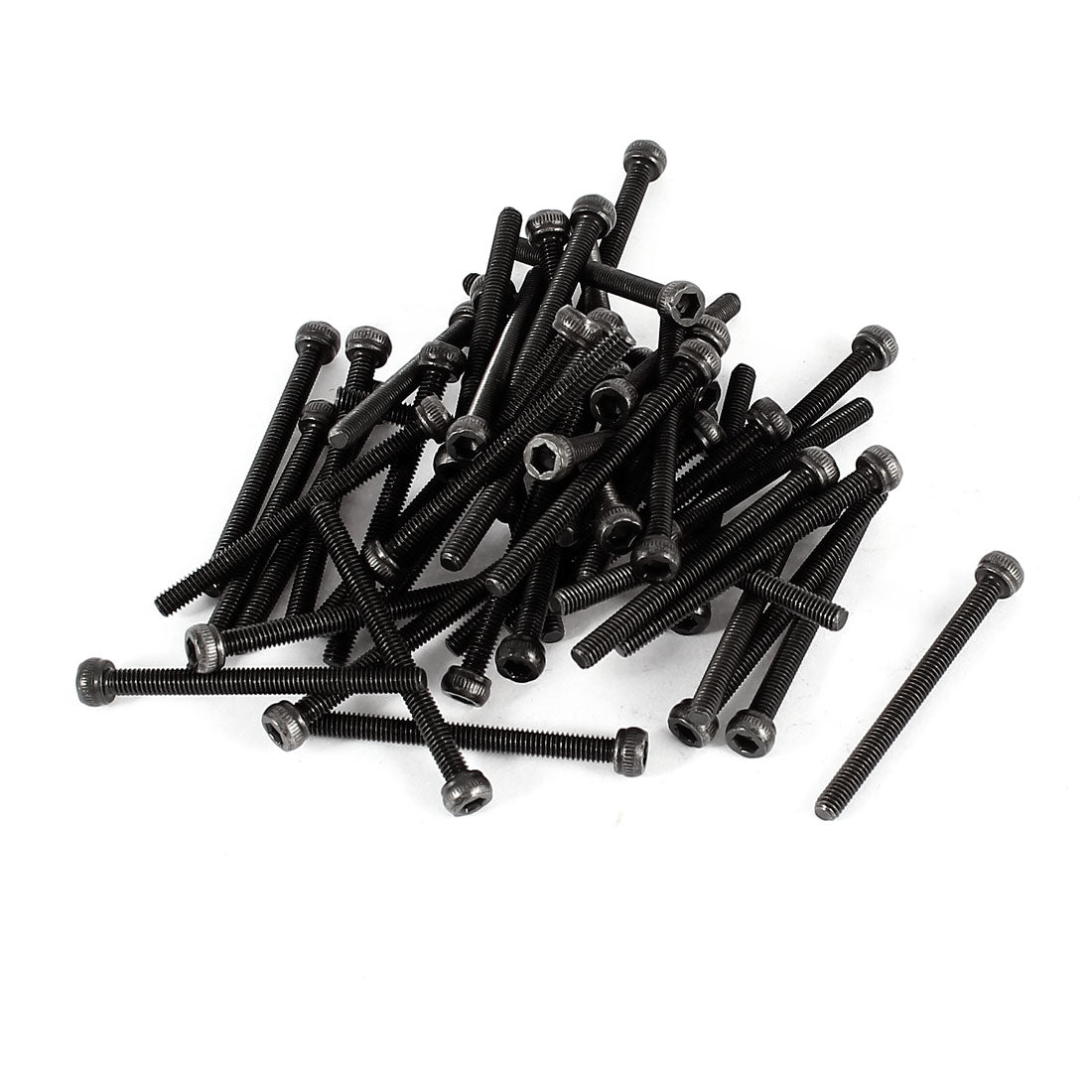 Harfington 50 Pcs 12.9 Steel Alloy Hex Socket Pan Head Knurled Cap Screw Bolt M2.5x30