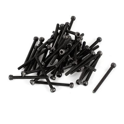 Harfington 50 Pcs 12.9 Steel Alloy Hex Socket Pan Head Knurled Cap Screw Bolt M2.5x30