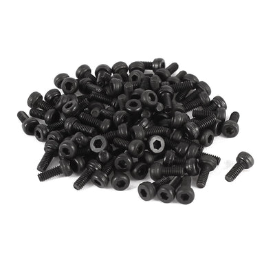 Harfington 100 Pcs 12.9 Steel Alloy Hex Socket Pan Head Knurled Cap Screw Bolt M2x5