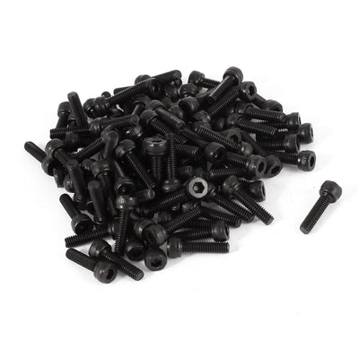 Harfington 100 Pcs 12.9 Steel Alloy Hex Socket Pan Head Knurled Cap Screw Bolt M2.5x10