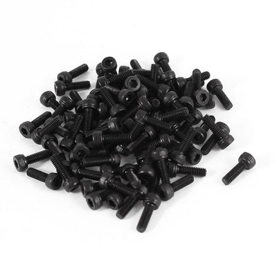 Harfington 100 Pcs Steel Countersunk Hex Socket Knurled Pan Head Bolt Screw M2.5x8mm Black
