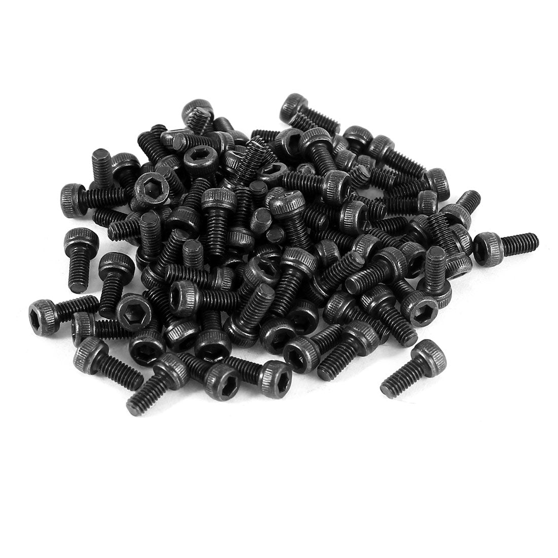 Harfington 100 Pcs 12.9 Steel Alloy Hex Socket Pan Head Knurled Cap Screw Bolt M2.5x6