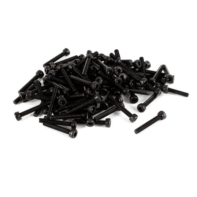 Harfington 100 Pcs Stainless Steel Countersunk Hex Socket Knurled Pan Head Bolt Screw M2.5x16mm Black