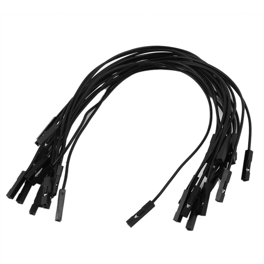 Harfington 15 Pcs 20cm Length Double Head 1pin 1P-1P Female Jack Socket End Connector Jumper Cable Wire Line Black Tone