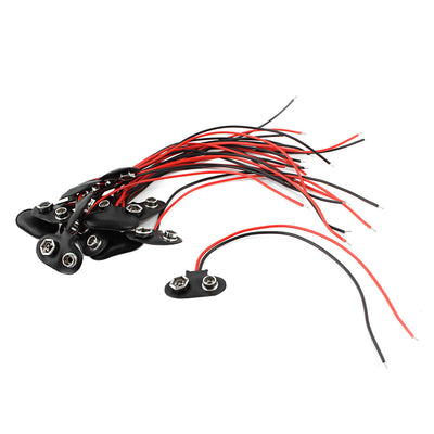 Harfington 15Pcs 15cm Wire Cable 9V 9 Volt Battery Clip Connector Lead T Type