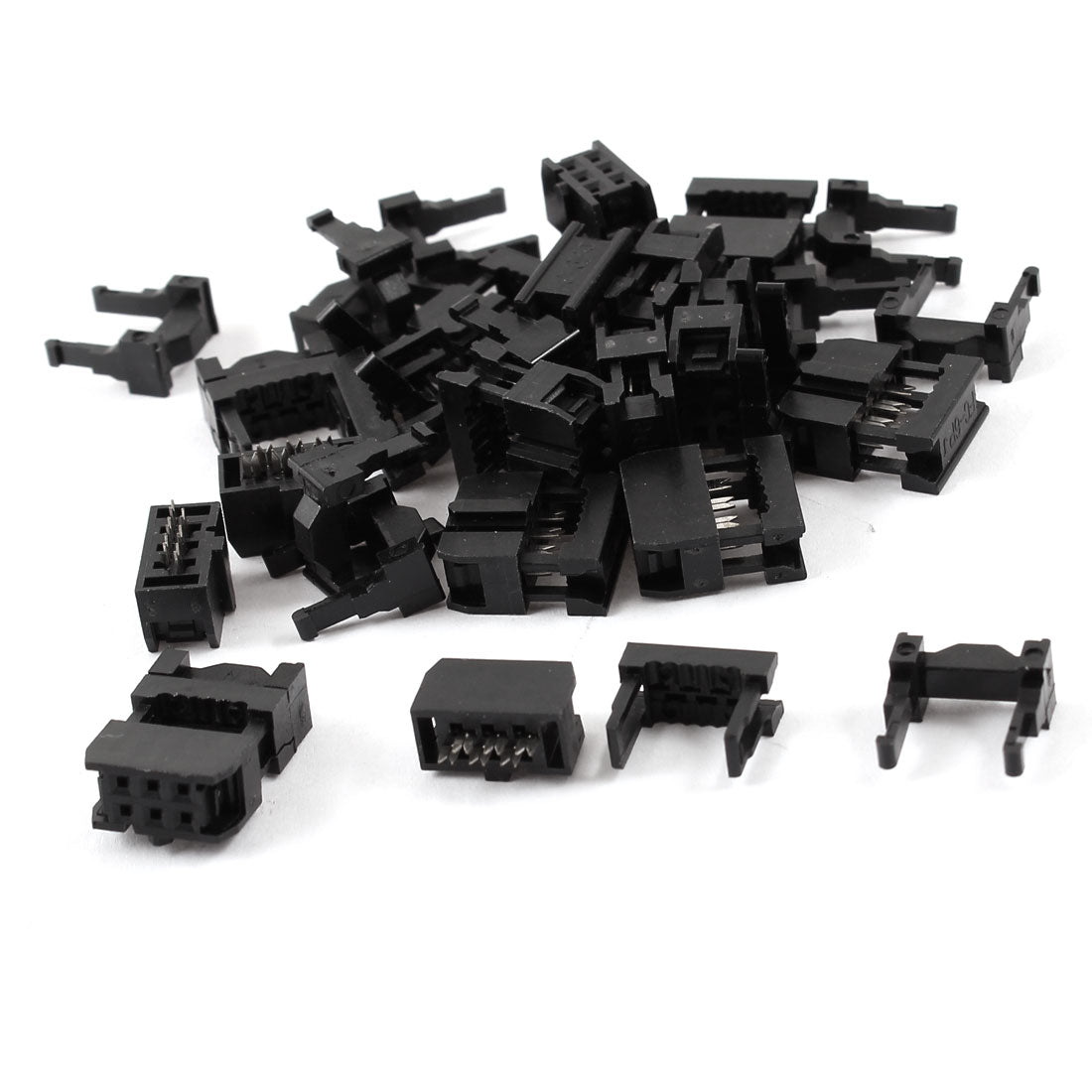 Harfington 15 Pcs Black IDC Cable Connector FC-6P 6Pin Female Header 2.54mm Pitch