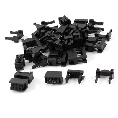 Harfington 15 Pcs Black IDC Cable Connector FC-6P 6Pin Female Header 2.54mm Pitch