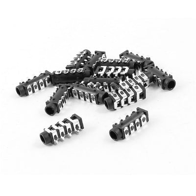 Harfington 15 Pcs Surface Mounted Devices PCB Mount 8 Pin Terminals 3.5mm Female Earphone Audio Jack Socket Connector