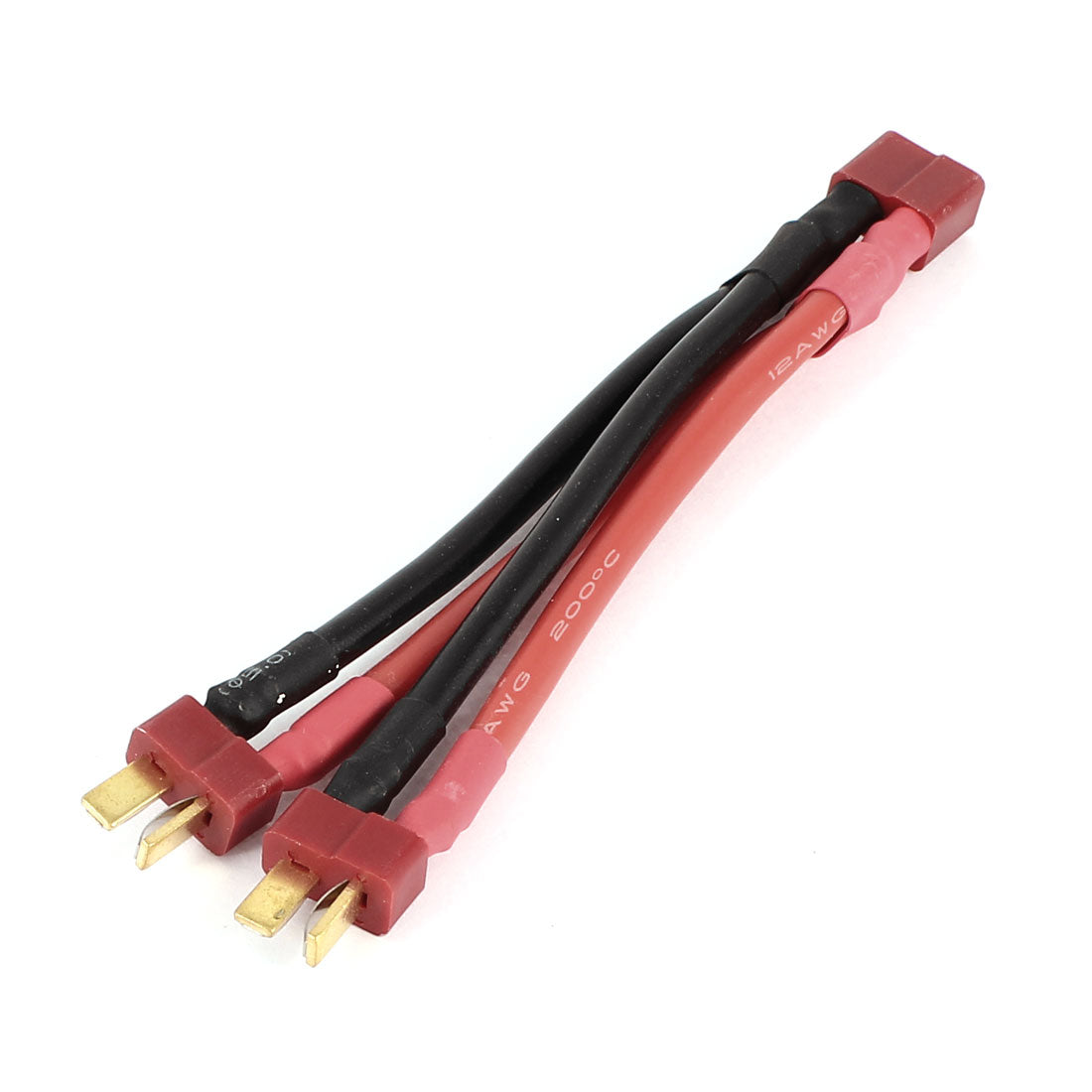 Harfington 13cm Long 12AWG Y Wire Harness T-Connect Series 2-Male to 1-Female Connector Adapter Cable for RC Helicoptor Lipo Battery