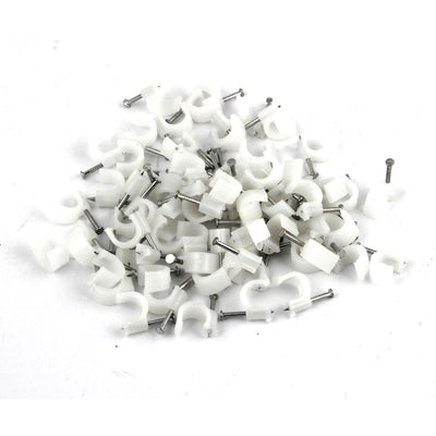 Harfington 70 Pcs 8mm Diameter Electric Cable Plastic Circle Nail Clips White
