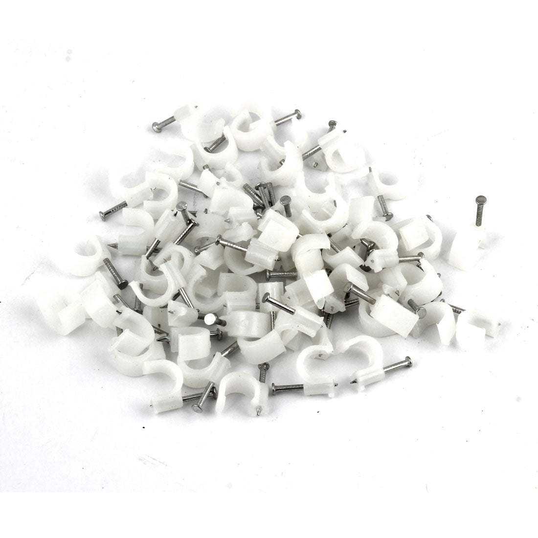 Harfington 70 Pcs 8mm Diameter Electric Cable Plastic Circle Nail Clips White