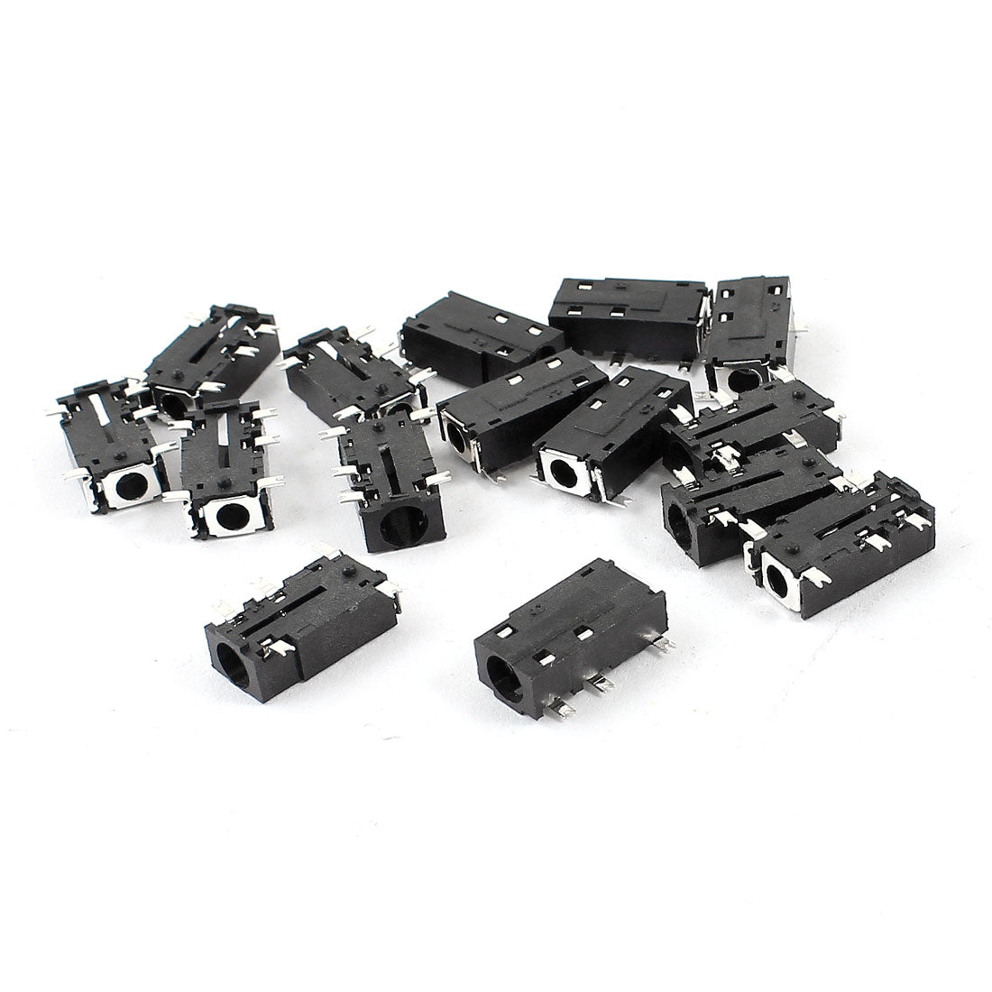 Harfington 15pcs 3.5mm Female 5-Pin SMT Surface Mounted Devices PCB Headphone Earphone Stereo Jack Sockets Connectors Black