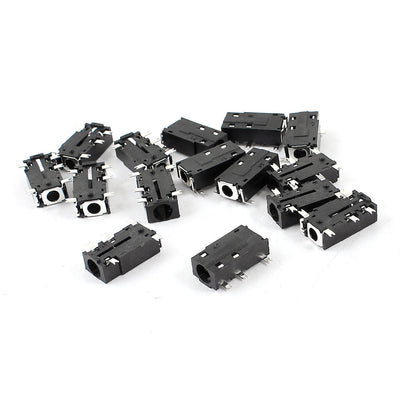 Harfington 15pcs 3.5mm Female 5-Pin SMT Surface Mounted Devices PCB Headphone Earphone Stereo Jack Sockets Connectors Black
