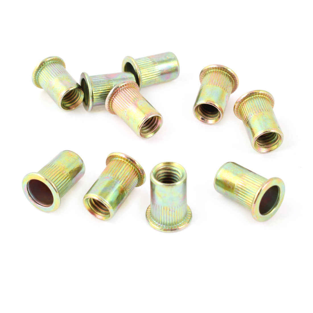 Harfington Home Furniture 8mm Female Thread Dia Bronze Tone Metal Screw Nuts 10 Pcs