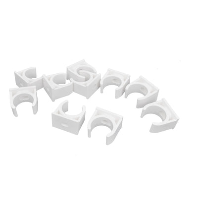 Harfington 20mm Diameter White PVC Multi Function Pipe Clamps Clips Preloaded Nail 10 Pcs