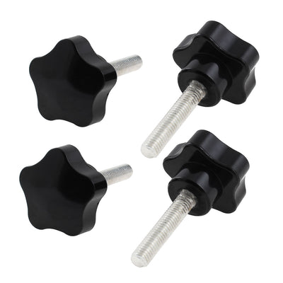 Harfington 4Pcs 35mm Dia Star Designed Head M8 x 40mm Male Thread Clamping Screw Knob