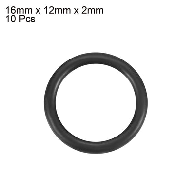 Harfington 16mm x 2mm x 12mm Nitrile Rubber O Type Sealing Ring Gasket Grommets 10Pcs