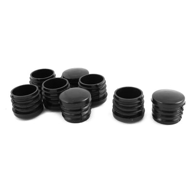 Harfington 8 Pcs Black Plastic 25mm Dia Round Tubing Pipe Insert Caps Covers