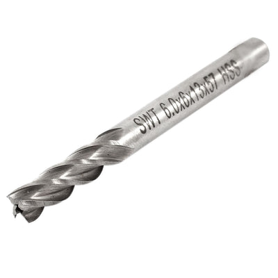 Harfington 6mm x 6mm HSS Straight Shank 4 Flutes End Mill Cutter 57mm Length