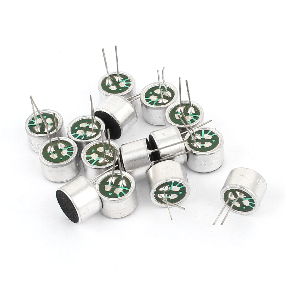 Harfington 15 Pcs 2Pins Cylindrical Electret Condenser Microphone Pick-up 9x7mm Replacement