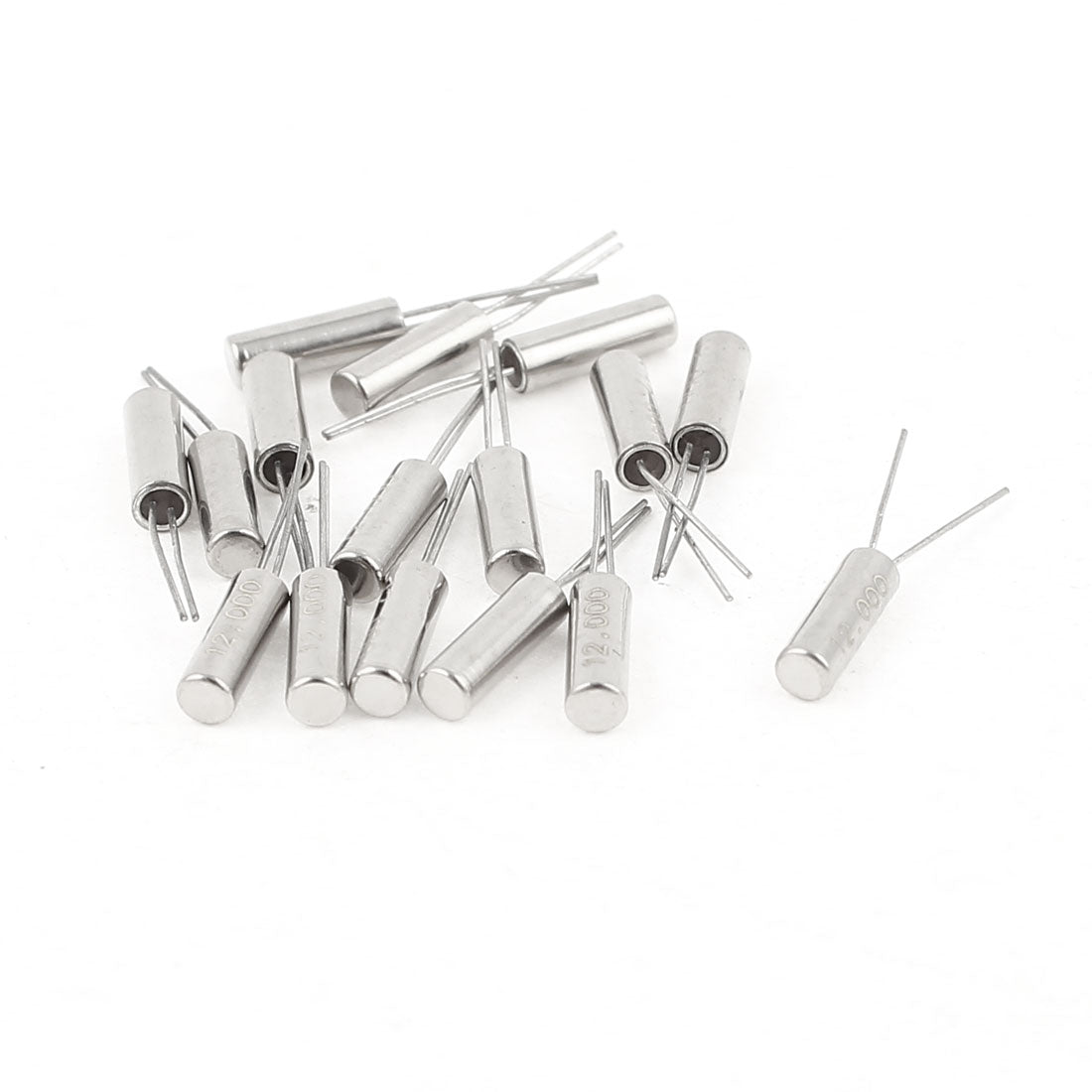 Harfington 15 Pcs 12MHz Frequency Cylindrical Crystal Oscillator 2x6mm Case DIY Silver Tone