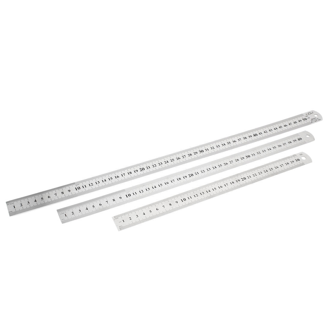 Harfington 3 in 1 30cm 40cm 50cm Measure Range Dual Side   Stationery Metric Scale Straight Ruler Silver Tone
