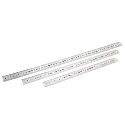 Harfington 3 in 1 30cm 40cm 50cm Measure Range Dual Side   Stationery Metric Scale Straight Ruler Silver Tone