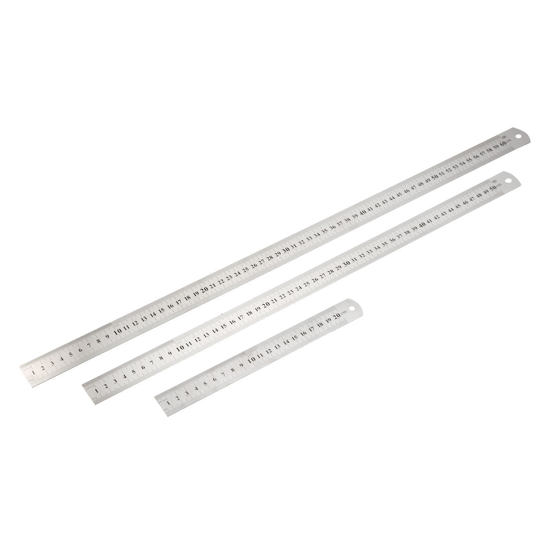Harfington 3 in 1 20cm 50cm 60cm Measuring Range Double Sides   Office Woodworker Metric Scale Straight Ruler Silver Tone