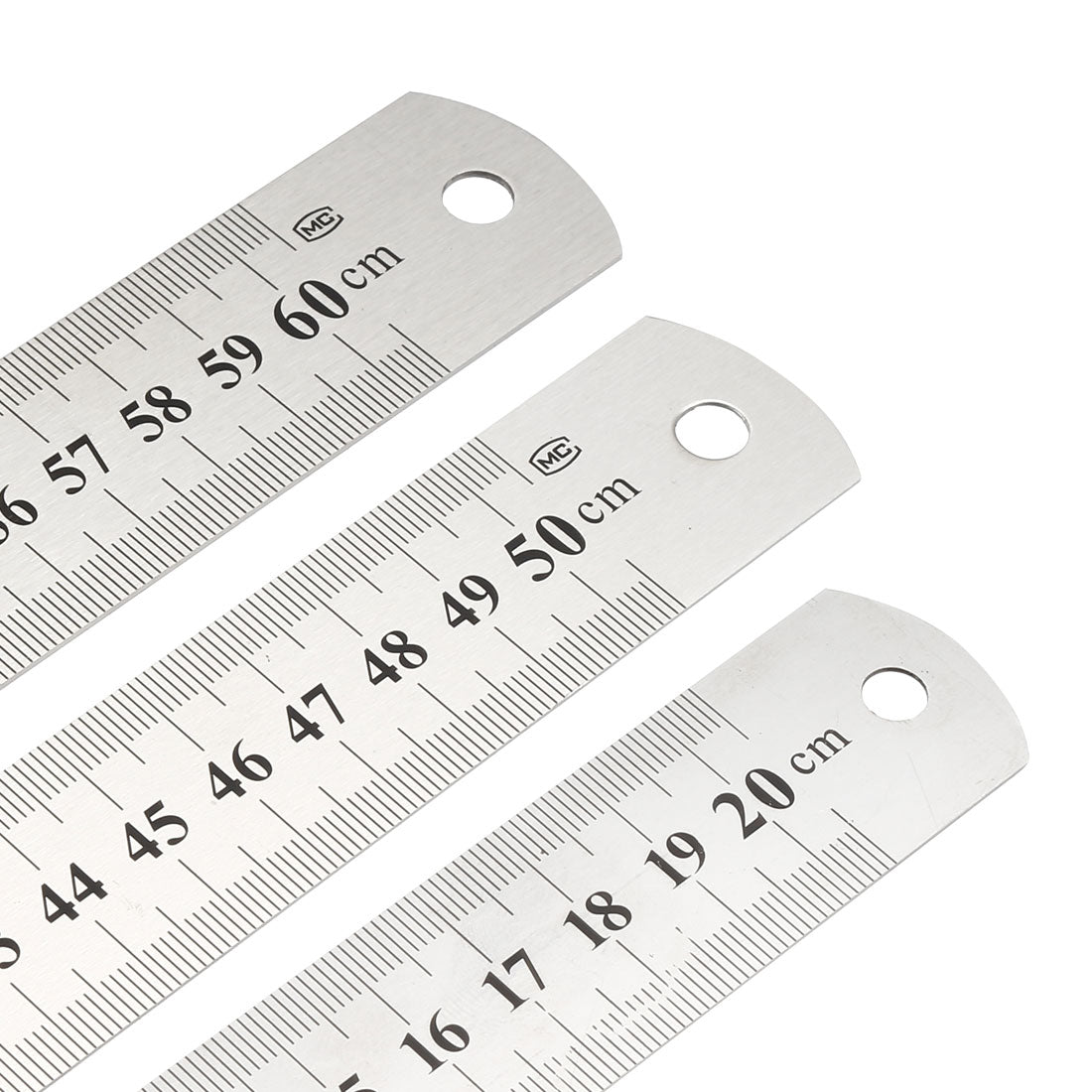 Harfington 3 in 1 20cm 50cm 60cm Measuring Range Double Sides   Office Woodworker Metric Scale Straight Ruler Silver Tone