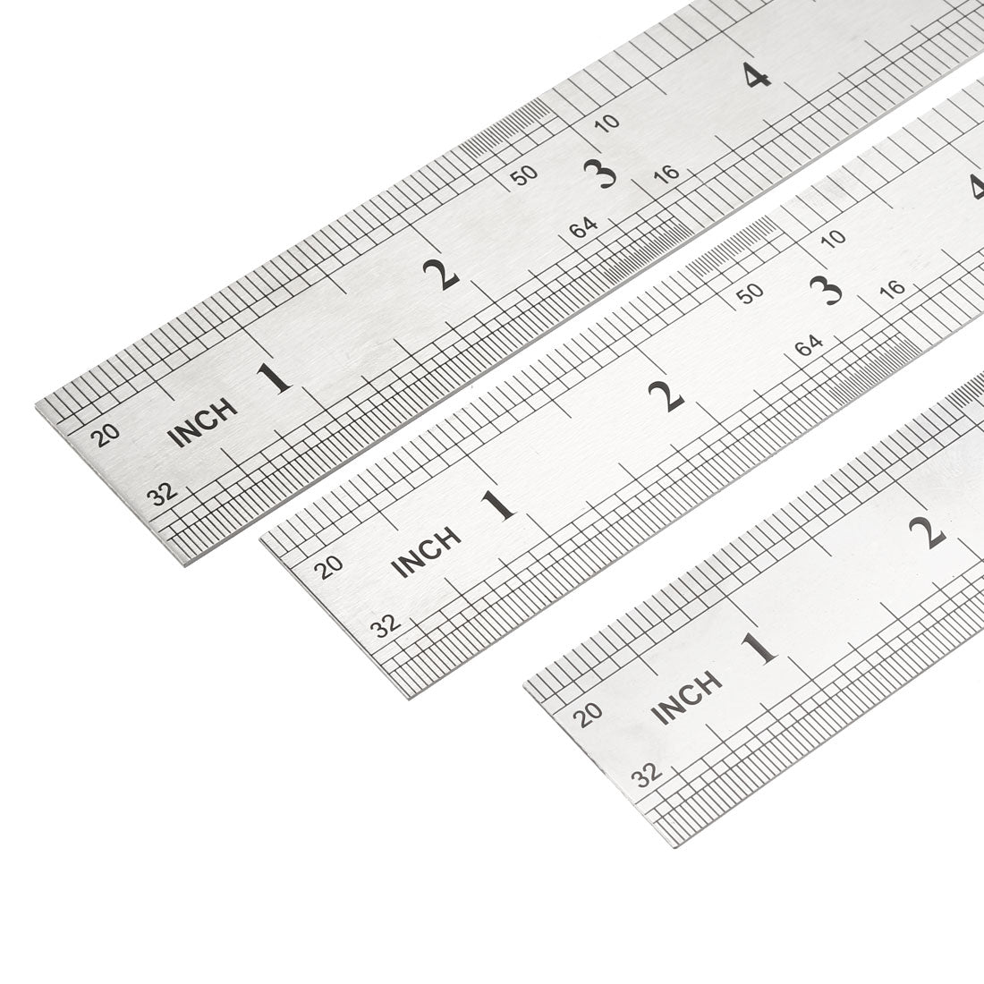 Harfington 3 in 1 20cm 50cm 60cm Measuring Range Double Sides   Office Woodworker Metric Scale Straight Ruler Silver Tone