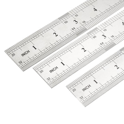 Harfington 3 in 1 20cm 50cm 60cm Measuring Range Double Sides   Office Woodworker Metric Scale Straight Ruler Silver Tone