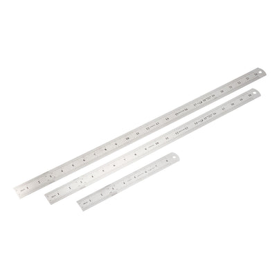 Harfington 3 in 1 20cm 50cm 60cm Measuring Range Double Sides   Office Woodworker Metric Scale Straight Ruler Silver Tone