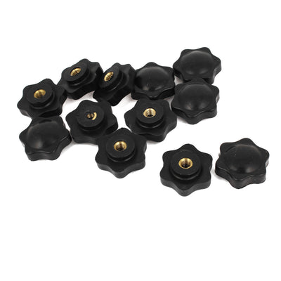 Harfington 12pcs Black Plastic 32mm Head Diameter 6 Pointed Star Clamping Knobs M6