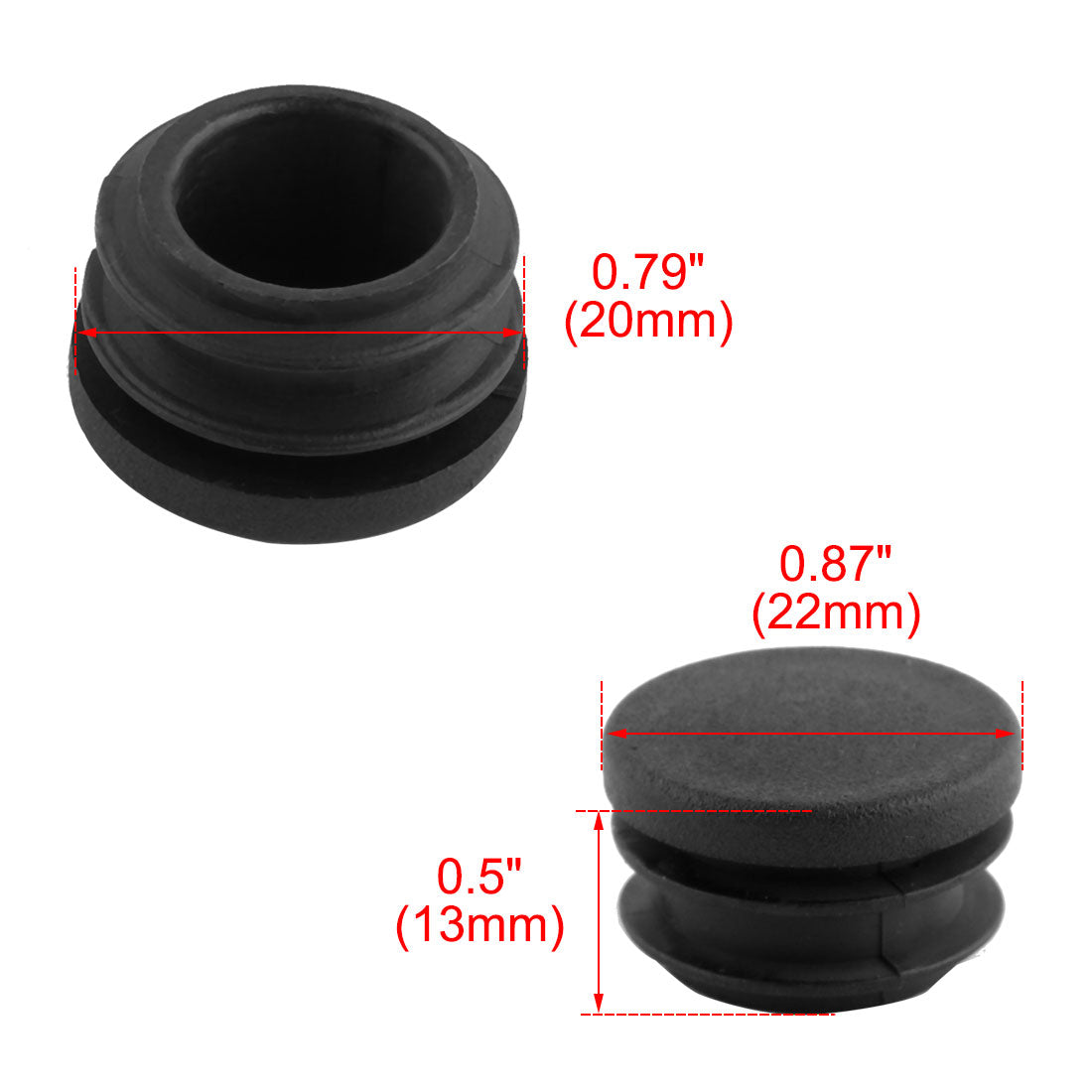 Harfington 15 Pcs Round Plastic Black Blanking End Cap Caps Tube Pipe Inserts Bung