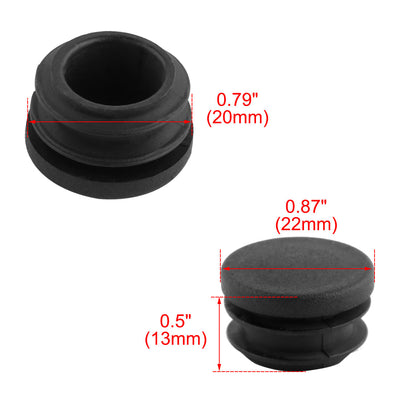 Harfington 15 Pcs Round Plastic Black Blanking End Cap Caps Tube Pipe Inserts Bung