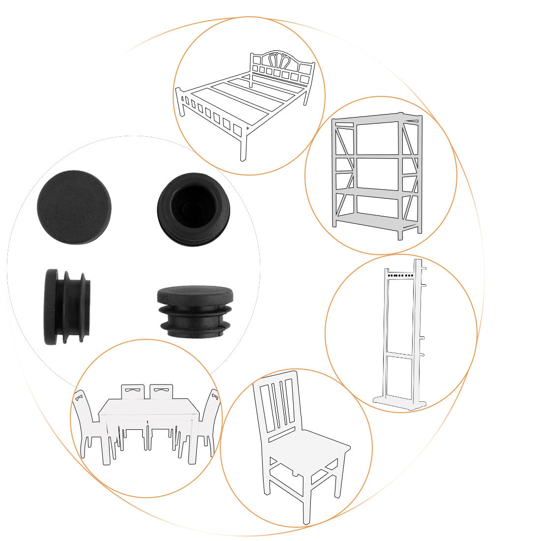 Harfington 15 Pcs Round Plastic Black Blanking End Cap Caps Tube Pipe Inserts Bung