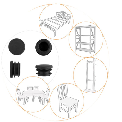 Harfington 15 Pcs Round Plastic Black Blanking End Cap Caps Tube Pipe Inserts Bung
