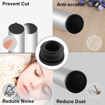 Harfington 15 Pcs Round Plastic Black Blanking End Cap Caps Tube Pipe Inserts Bung