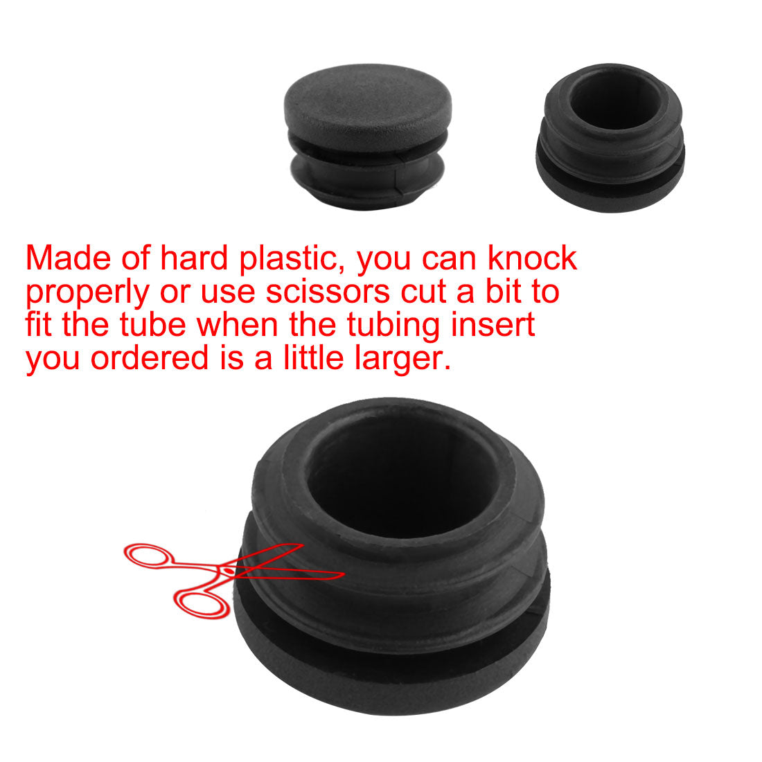 Harfington 15 Pcs Round Plastic Black Blanking End Cap Caps Tube Pipe Inserts Bung