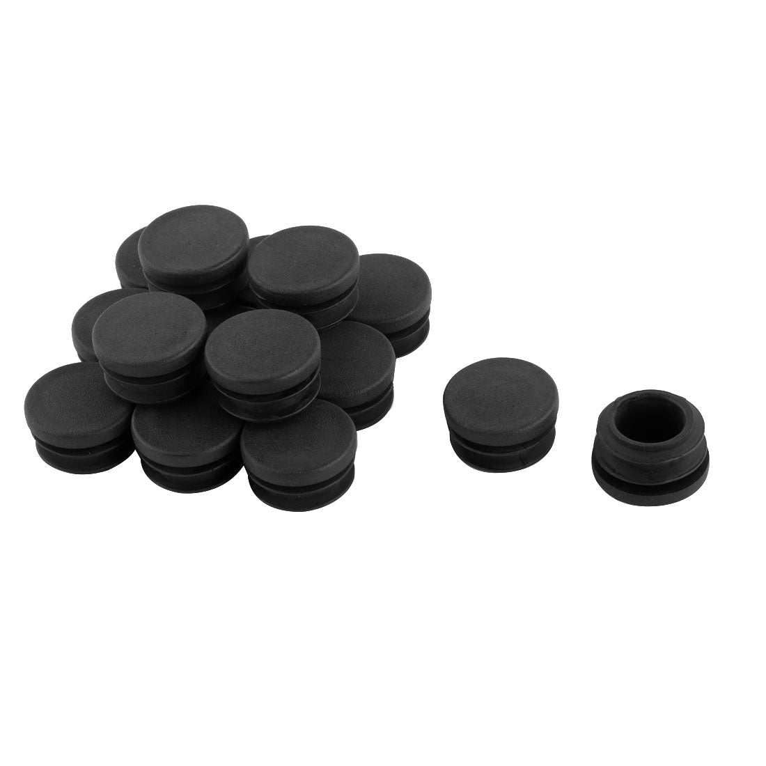 Harfington 15 Pcs Round Plastic Black Blanking End Cap Caps Tube Pipe Inserts Bung