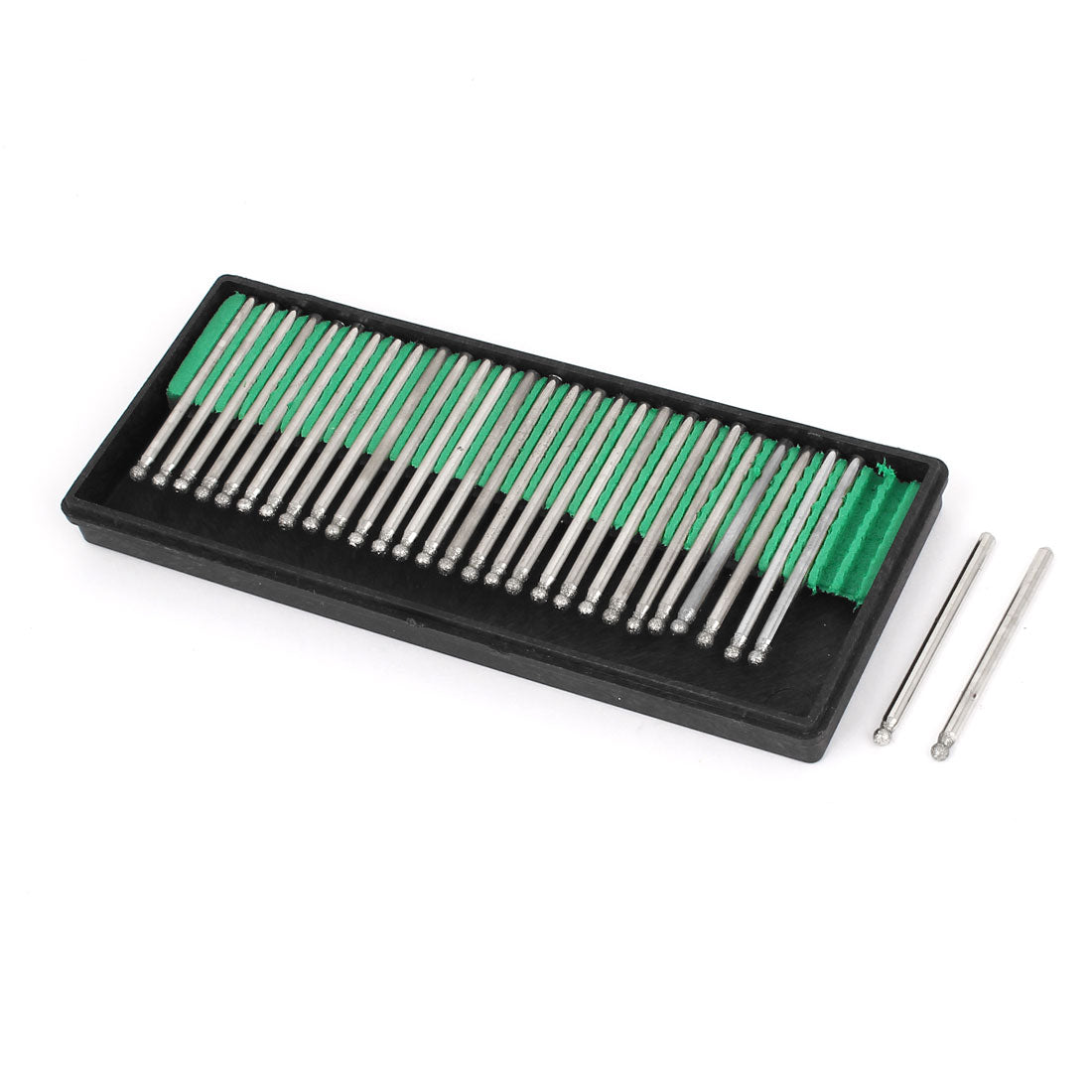 Harfington 30 Pcs 3mm Dia Tip Diamond Ball Bit Mounted Point Silver Tone 45mm Length