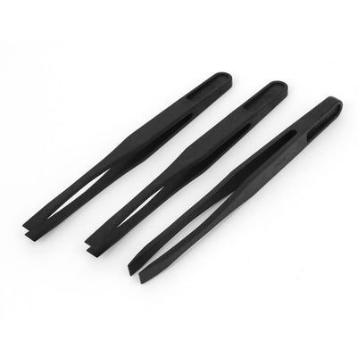 Harfington 3pcs 6mm Flat Tip Plastic Straight Anti Static Tweezer 12cm 4.7"