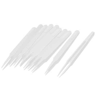 Harfington 10pcs 0.47" Long Plastic Anti Static Pointed Tip Tweezer