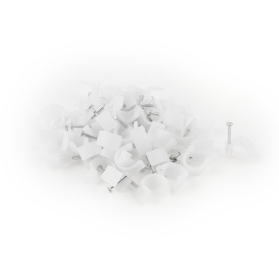 Harfington 60 Pcs PVC 16mm Cable Wire Tubing Pipe C Clamps Nail Clips White