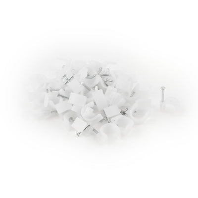 Harfington 60 Pcs PVC 16mm Cable Wire Tubing Pipe C Clamps Nail Clips White