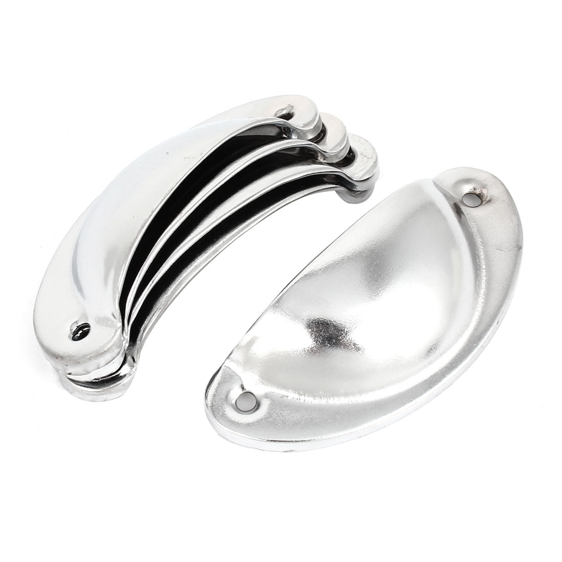 uxcell Uxcell Household Retro Style Shell Design Closet Drawer Dresser Door Pull Handle Silver Tone 8cm Long 5 Pcs w Screws