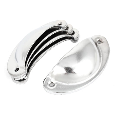 uxcell Uxcell Household Retro Style Shell Design Closet Drawer Dresser Door Pull Handle Silver Tone 8cm Long 5 Pcs w Screws